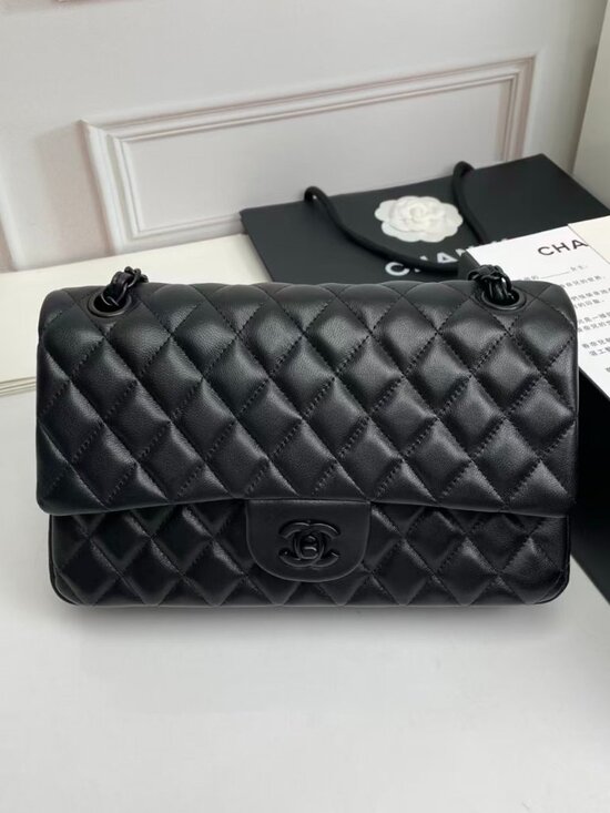 CHANEL Handbags - Chanel Classic Flap Quilted Black Leather Black Tone Chain Shoulder Bag